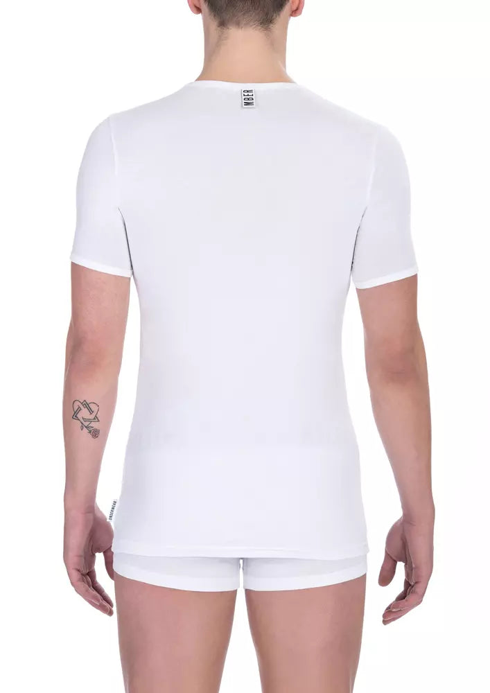 Men's Bikkembergs white cotton T-shirt with refined crew neck
