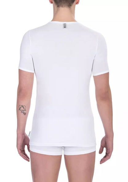 Men's Bikkembergs white cotton T-shirt with refined crew neck