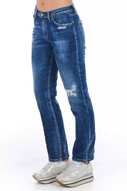 Premium Italian-made Frankie Morello Jeans in Blue Cotton and Elastane
