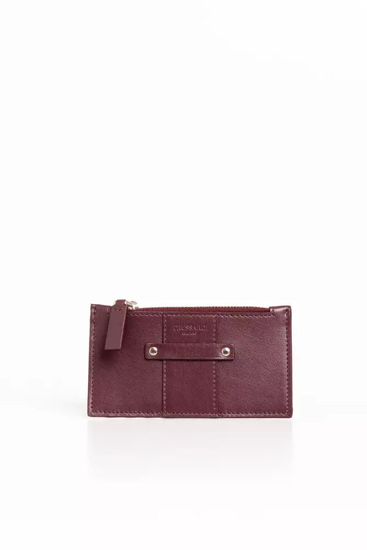 Trussardi brown leather men wallet with multiple card slots and coin compartment