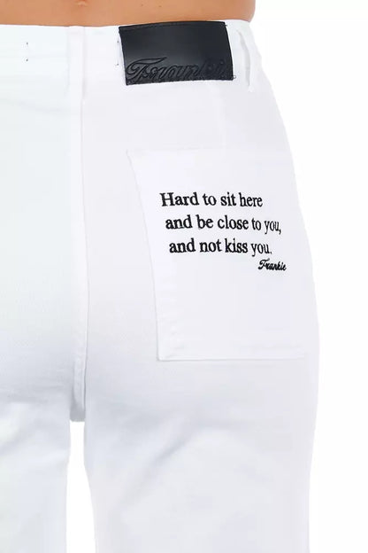 Frankie Morello cropped trousers in crisp white hue for a trendy look