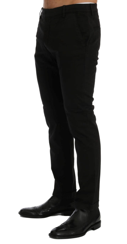 Front view of Costume National C’N’C black slim fit pants with logo detailing