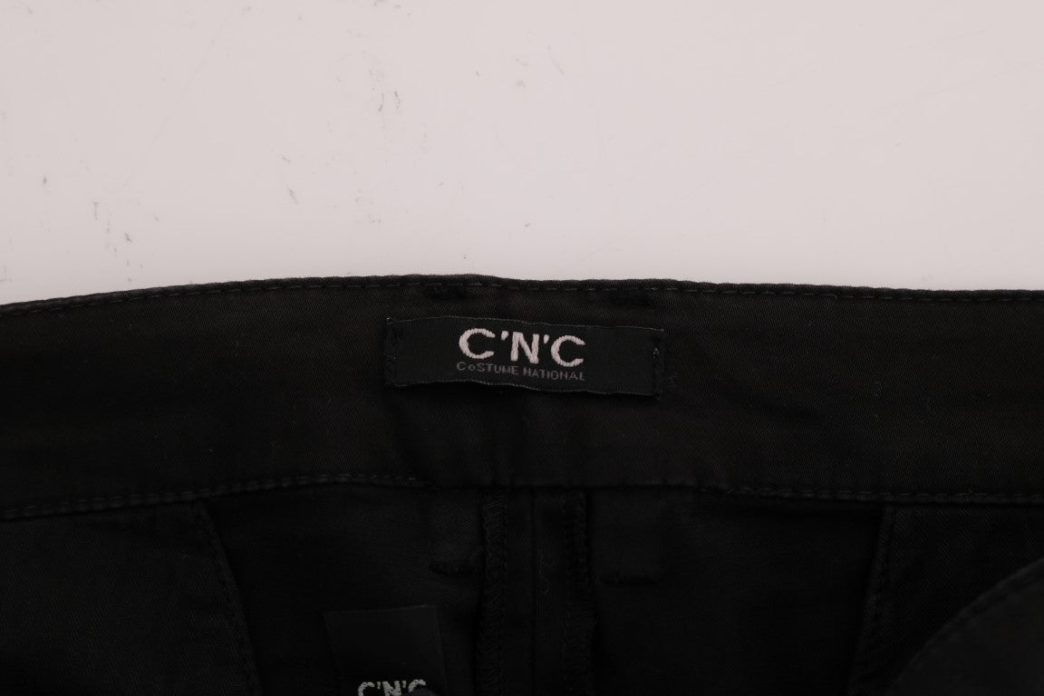 Slim fit black pants with front pockets for a modern look
