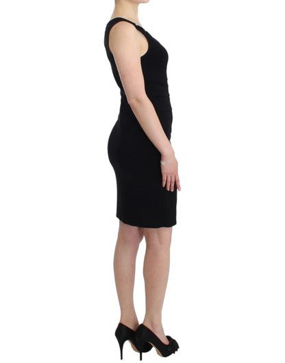 Authentic Roccobarocco dress in black viscose material from Italy