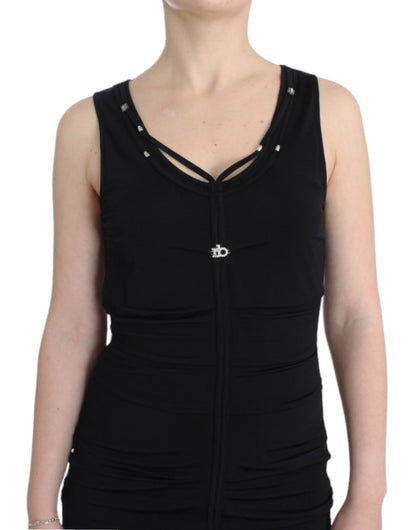 Elegant Roccobarocco black sheath dress with original tags and branded store bag