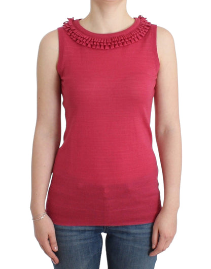John Galliano Elegant Pink Sleeveless Wool Knit Top with Original Tags and Store Bag from IT