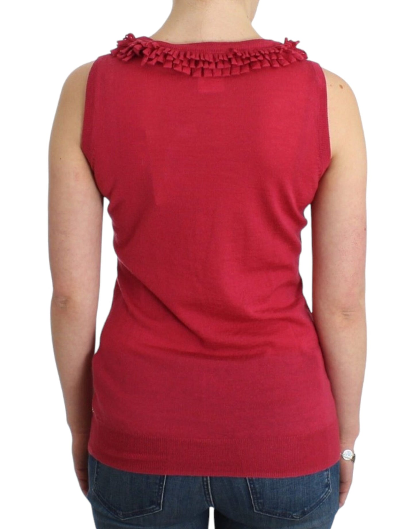 Chic and Stylish Sleeveless Pink Knit Top by John Galliano