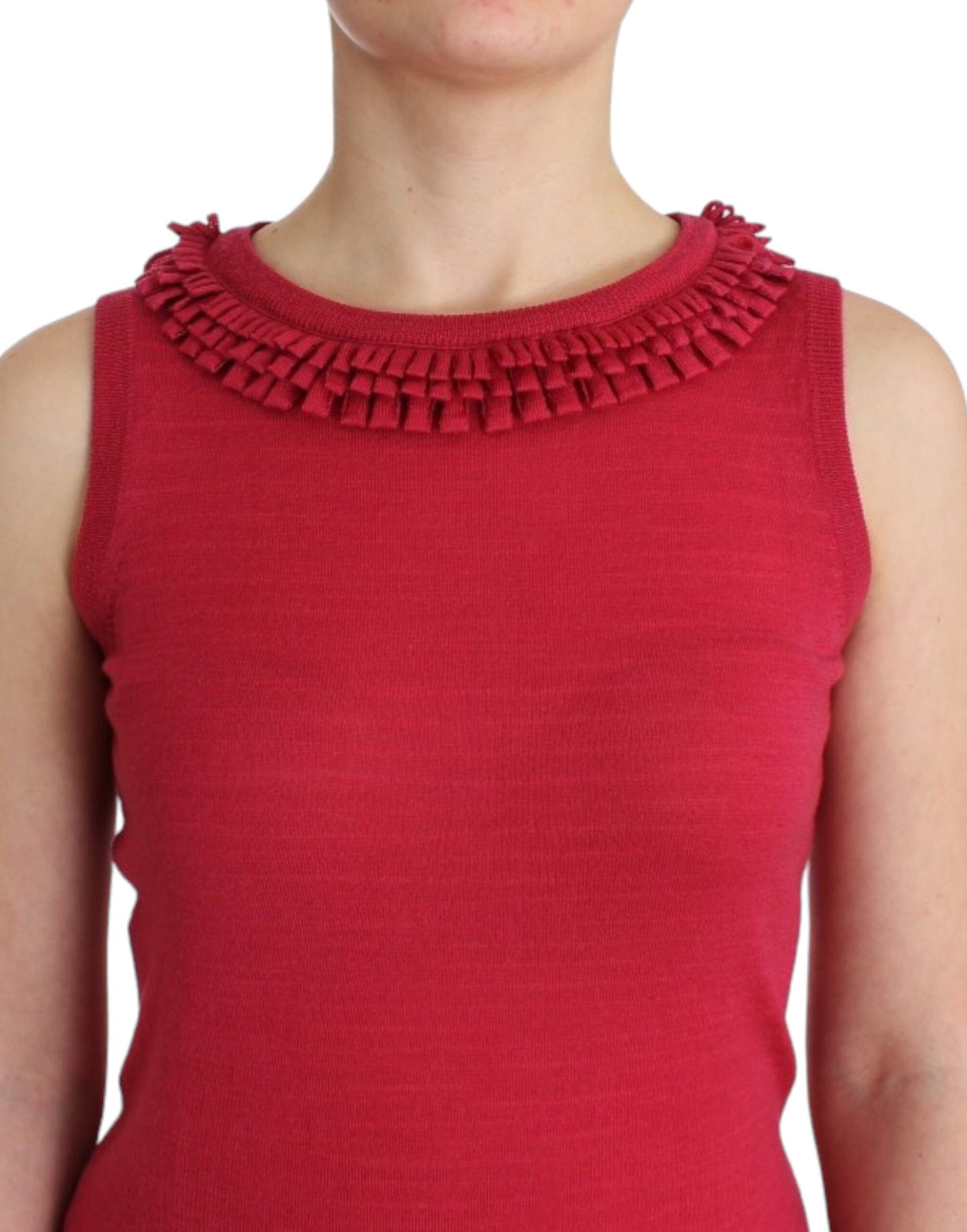 Elegant Pink Sleeveless Wool Knit Top by John Galliano from IT