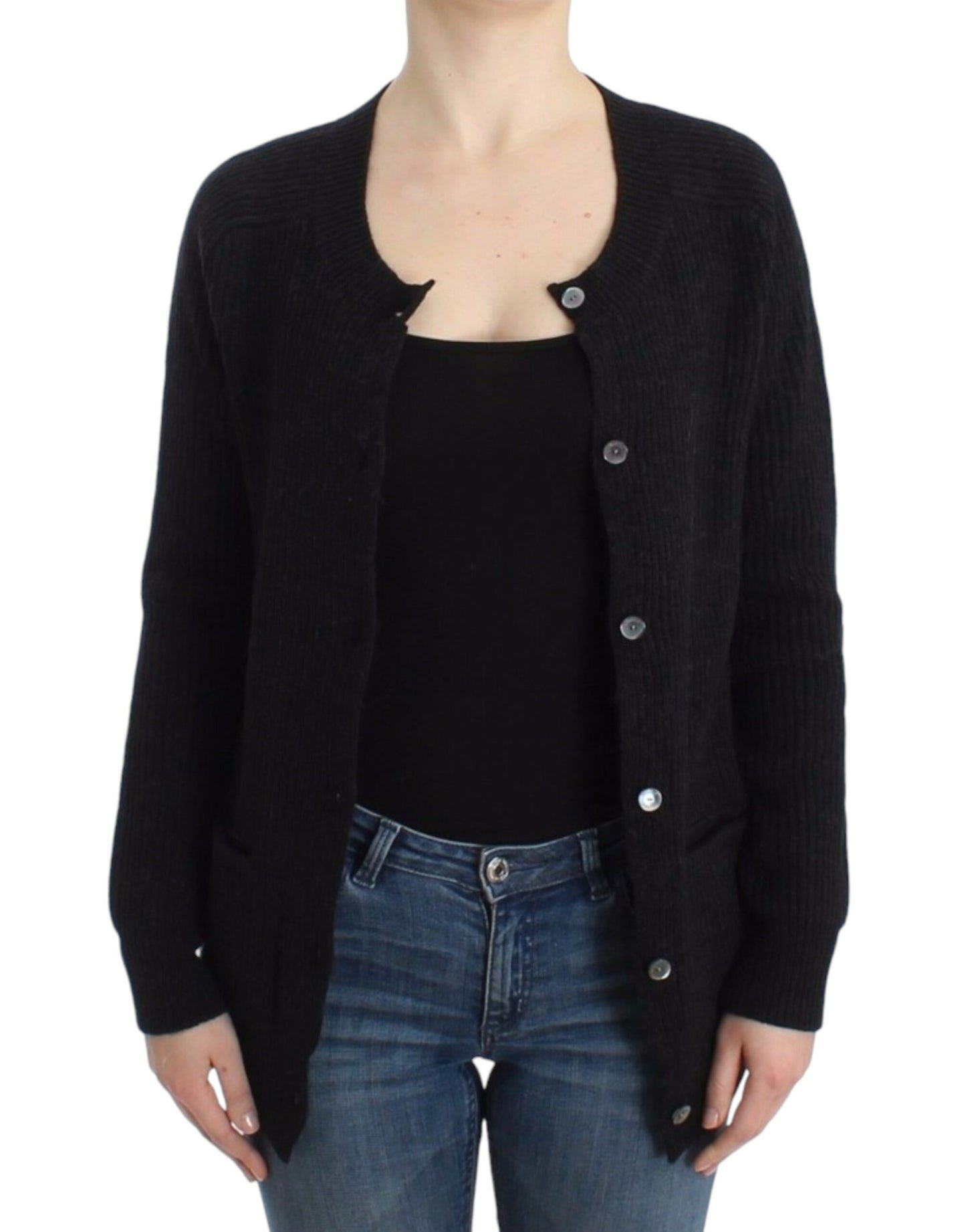 John Galliano Chic Transparent Back Woolen Cardigan in black, brand new with original store bag