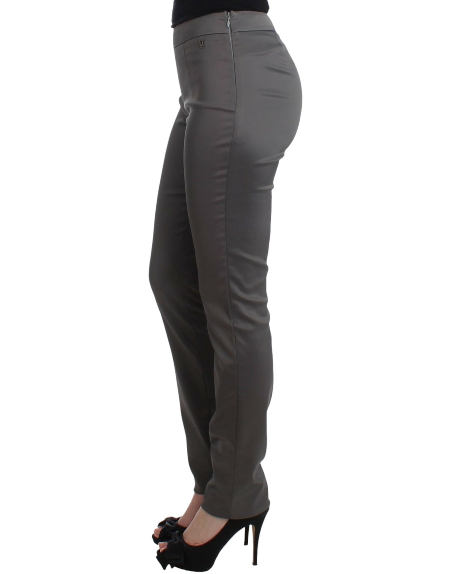 John Galliano chic gray slim-fit designer pants with stylish details