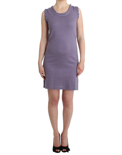 John Galliano Elegant Purple Knee-Length Cotton Dress with Original Tags and Store Bag Included