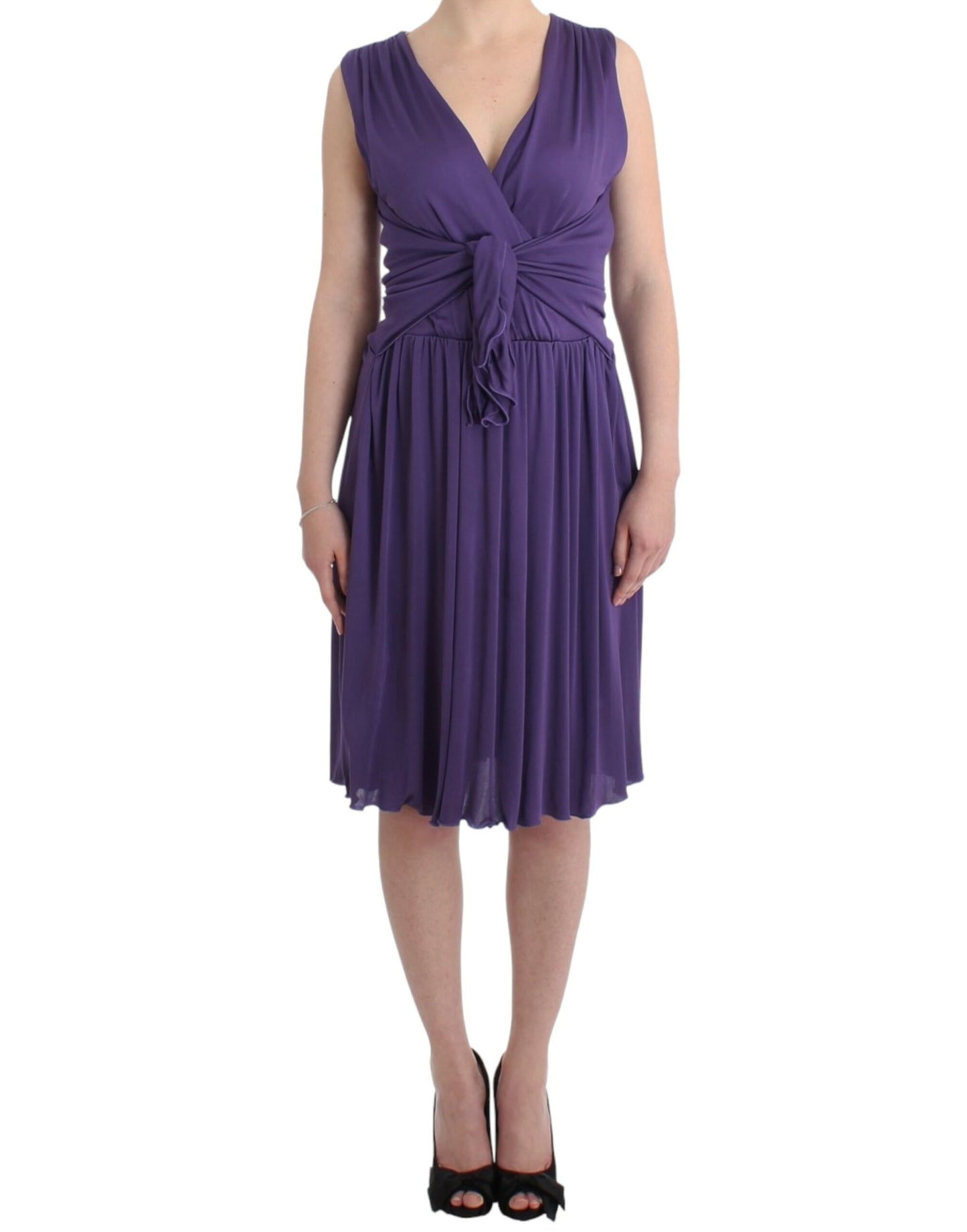 Stunning purple knee-length dress by John Galliano, made from 100% viscose