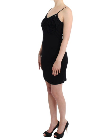 Elegant black knee-length dress by John Galliano in soft jersey fabric