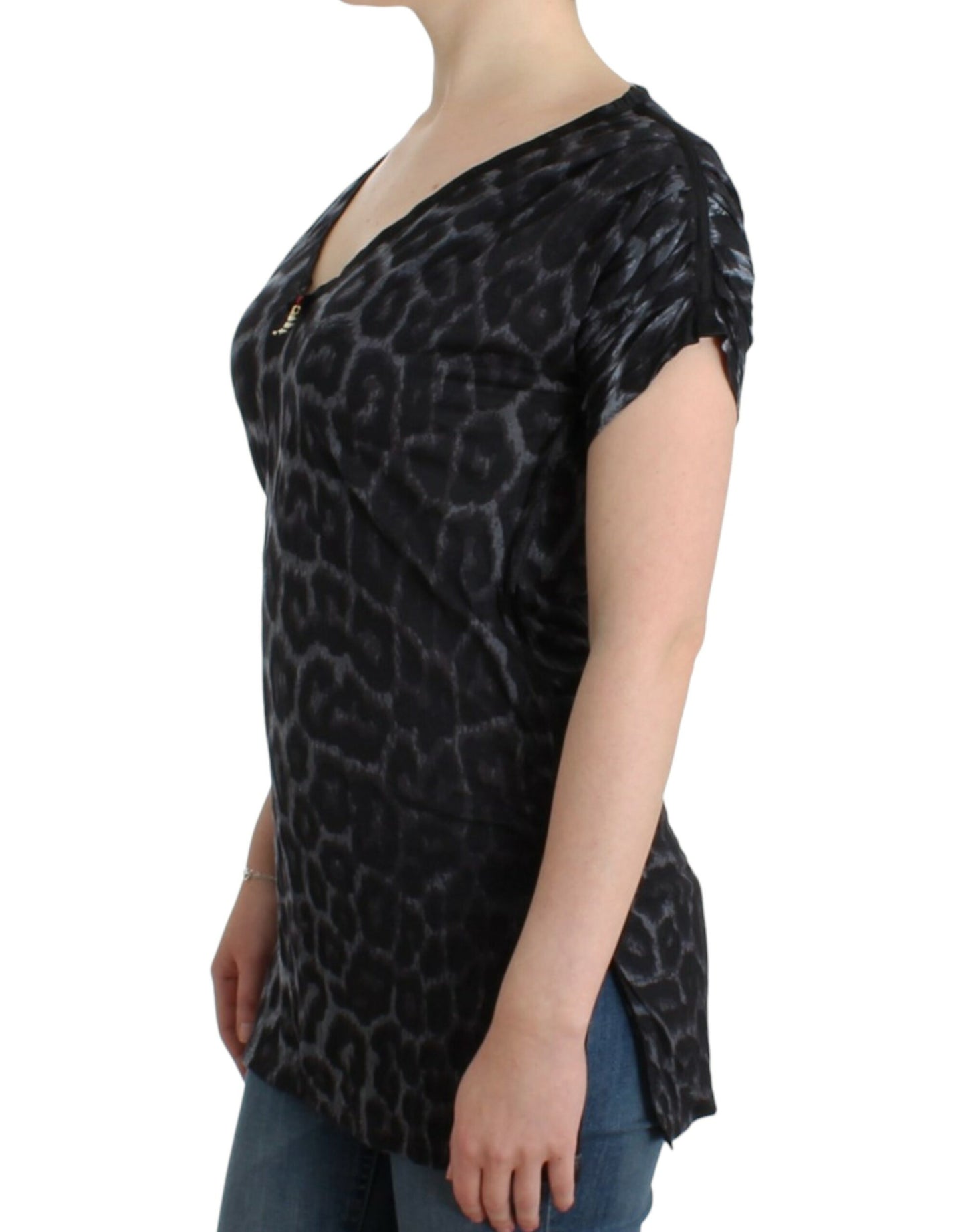 Luxurious 100% Modal fabric with chic gray leopard print