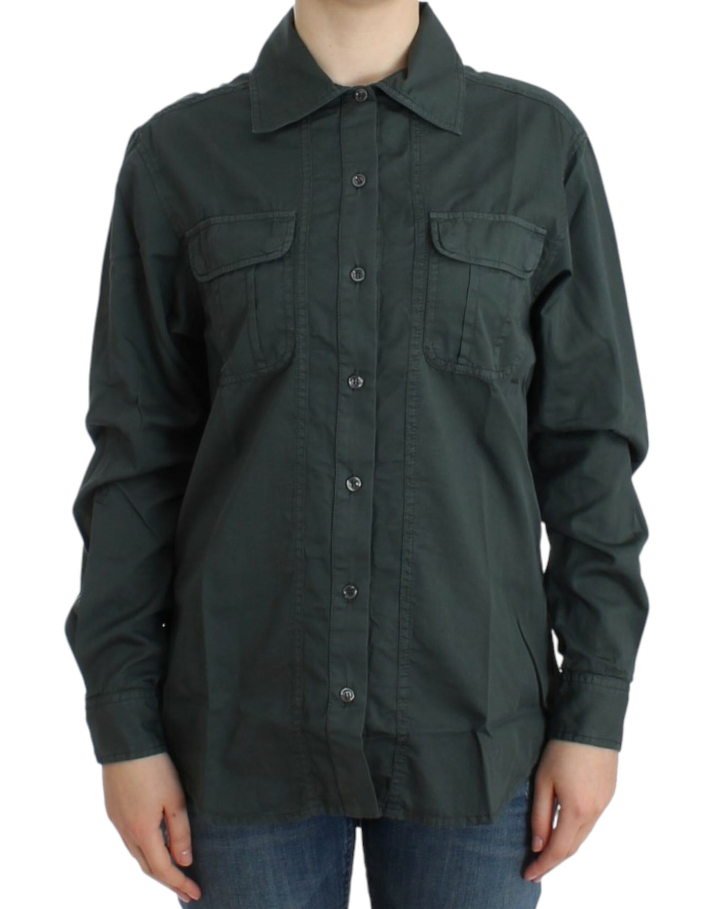 Cavalli Elegant Gray Cotton Button Down Shirt with original tags and store bag