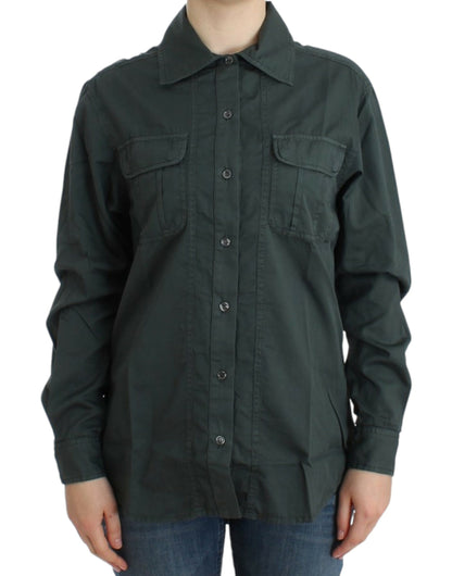 Cavalli Elegant Gray Cotton Button Down Shirt with original tags and store bag