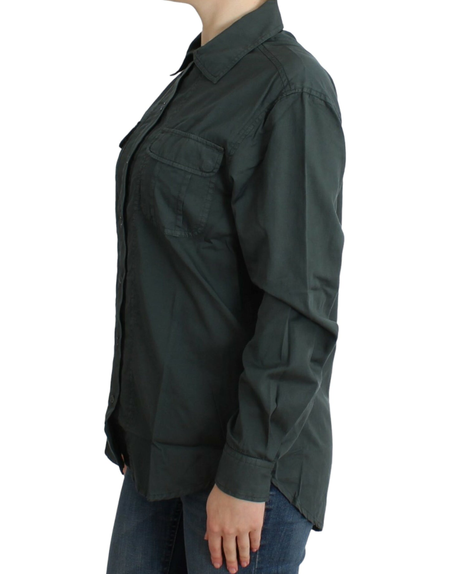 100% Authentic Cavalli Button Down Shirt in classic gray hue