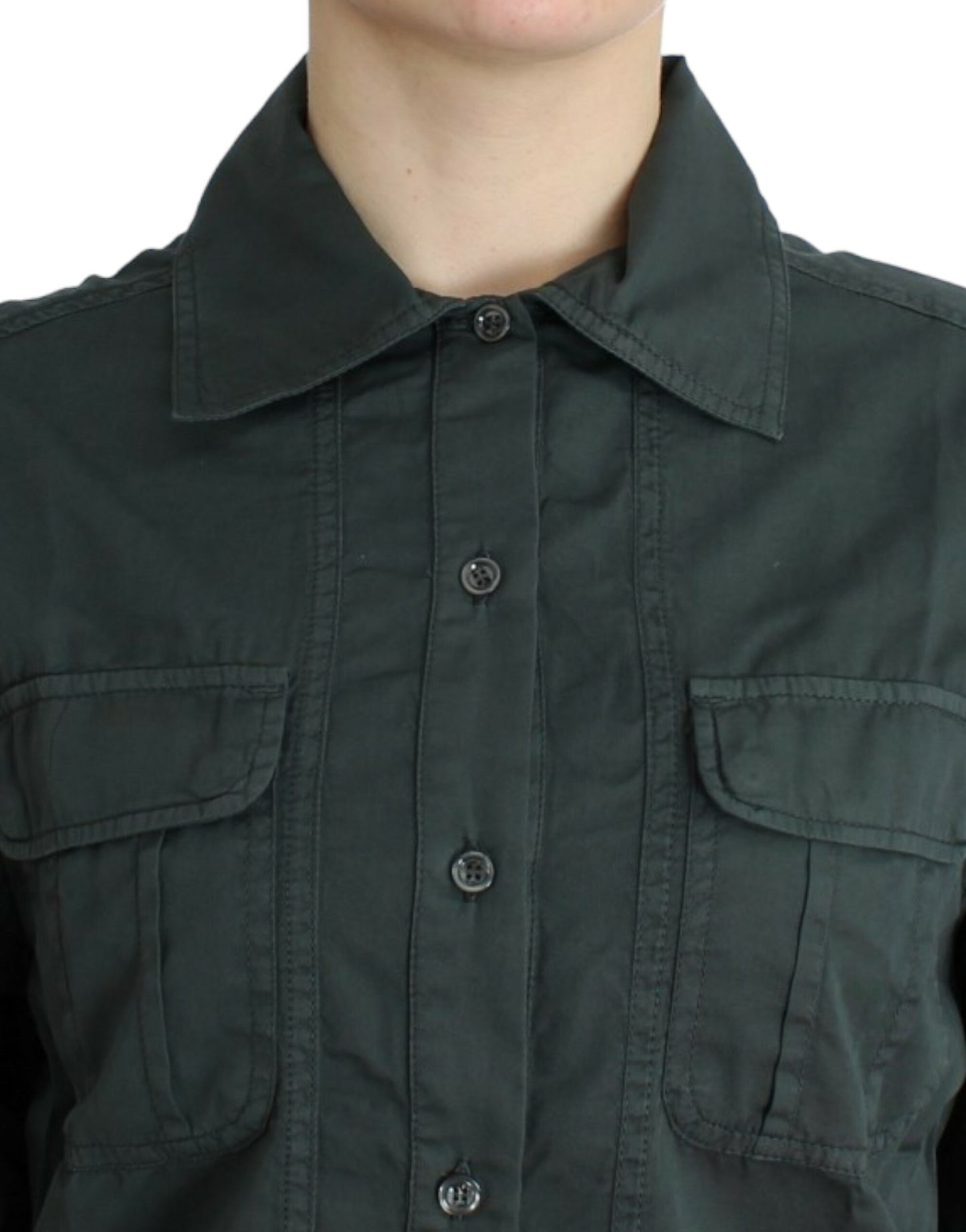 Gray Cavalli Button Down Shirt from Italy with logo details