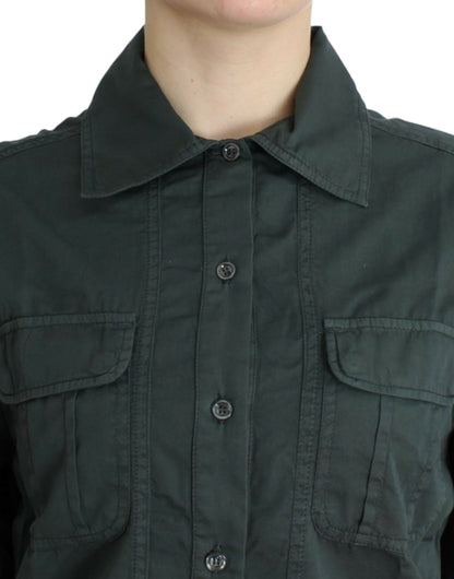 Gray Cavalli Button Down Shirt from Italy with logo details