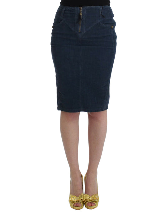 Exquisite blue pencil skirt by Cavalli, designed for the fashion-forward woman