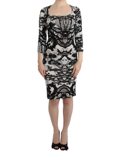 Exquisite Cavalli sheath dress with elegant print and knee-length cut
