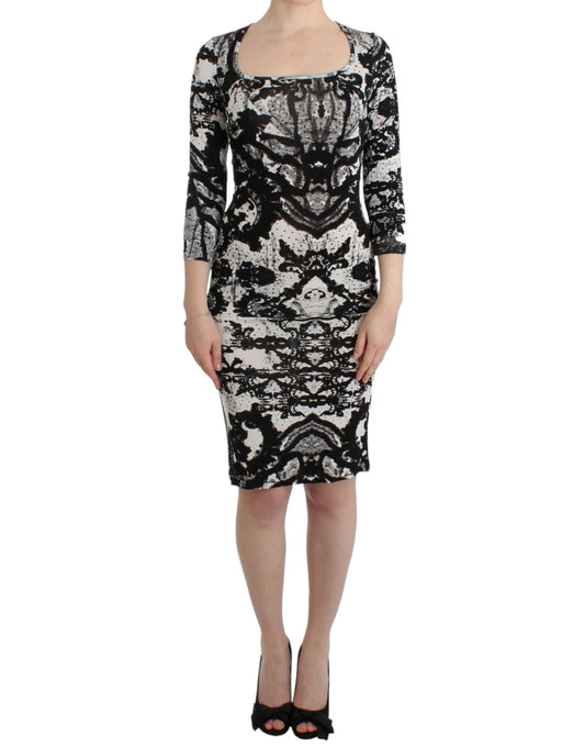 Exquisite Cavalli sheath dress with elegant print and knee-length cut