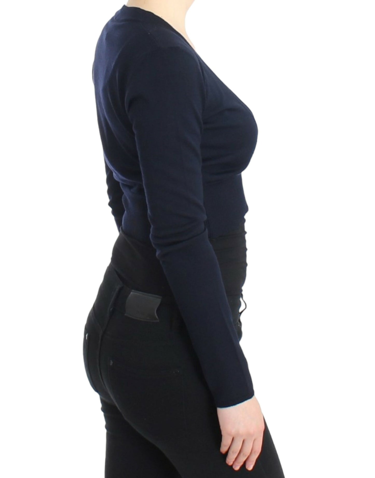 Stunning blue hue accentuates the cardigan’s elegance