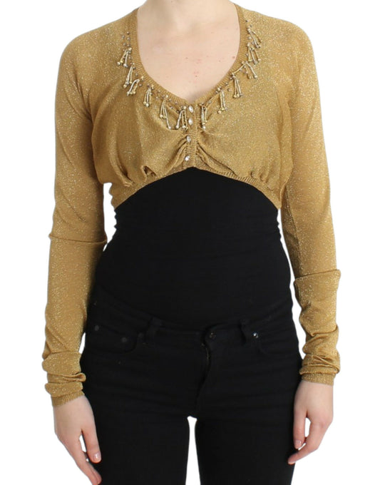 Exquisite 100% Authentic Class Roberto Cavalli Embellished Gold Shrug with tags and bag