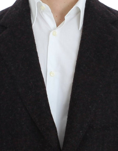 Dolce & Gabbana Bordeaux Alpaga Two-Button Blazer Jacket complete with original tags, a hanger, and a cover bag