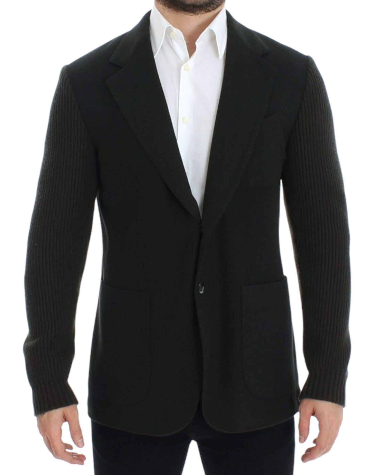 Dolce & Gabbana Elegant Green Cashmere Blazer Jacket with two-button closure and logo details