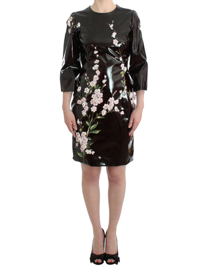 Dolce & Gabbana Elegant Floral Embellished Shift Dress - Black and white sleeveless dress with intricate floral detailing and sparkling embellishments