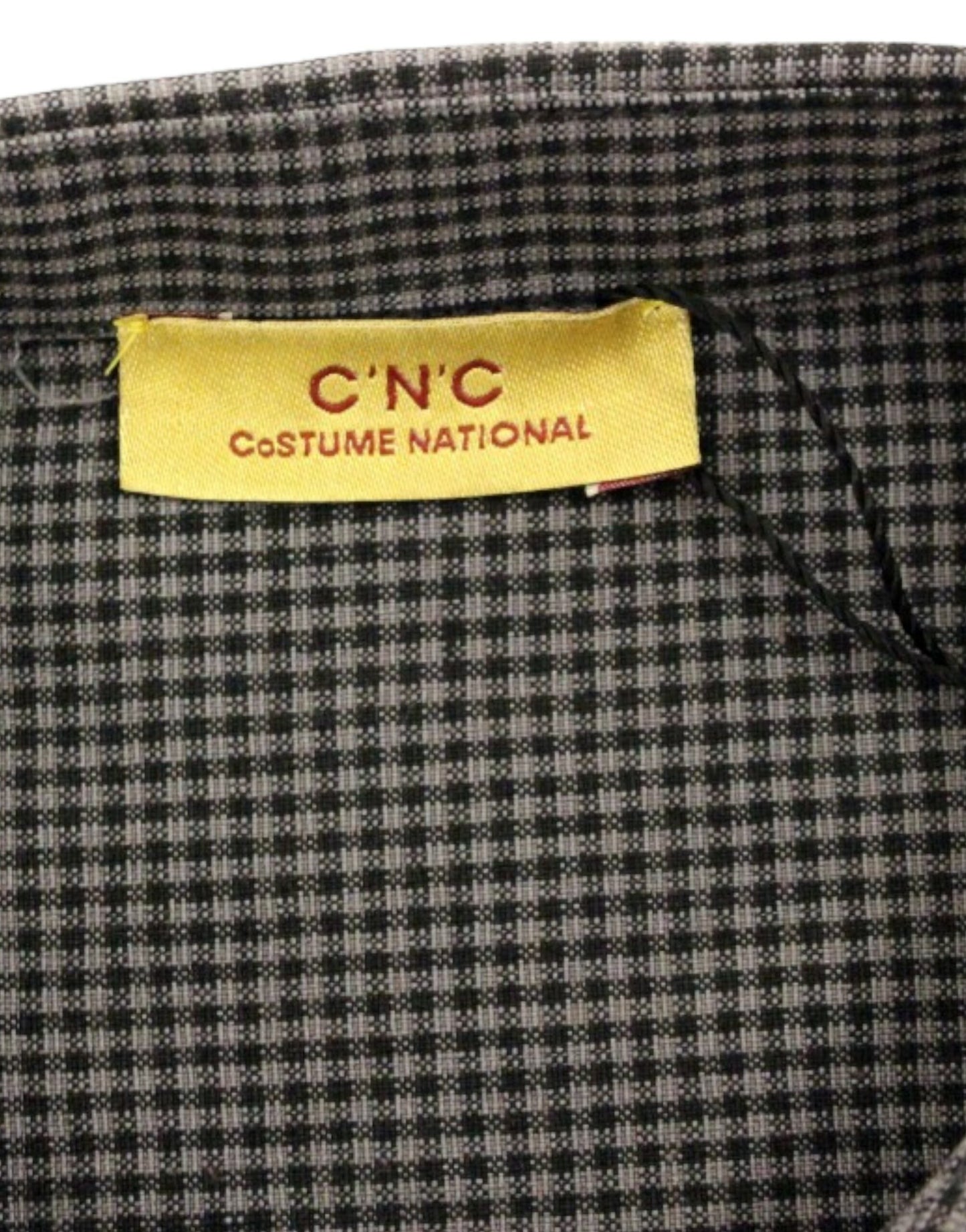 Costume National Chic Gray Checked Casual Linen Blend Shirt with Button-down Collar