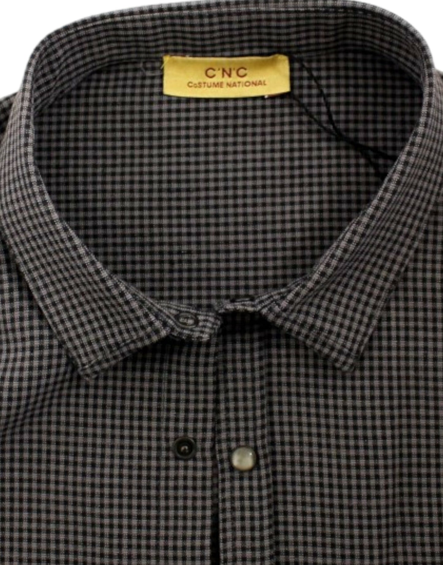 Costume National Chic Gray Checked Casual Linen Blend Shirt for Men