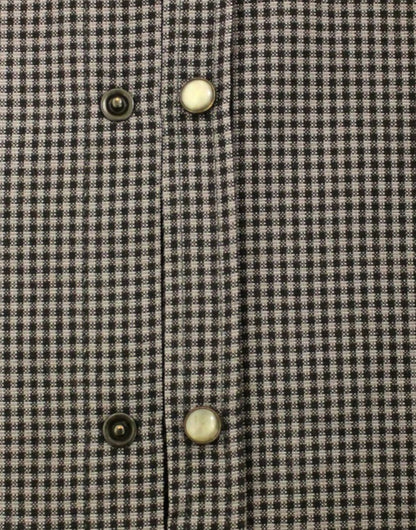 Costume National Chic Gray Checked Casual Linen Blend Shirt for Men