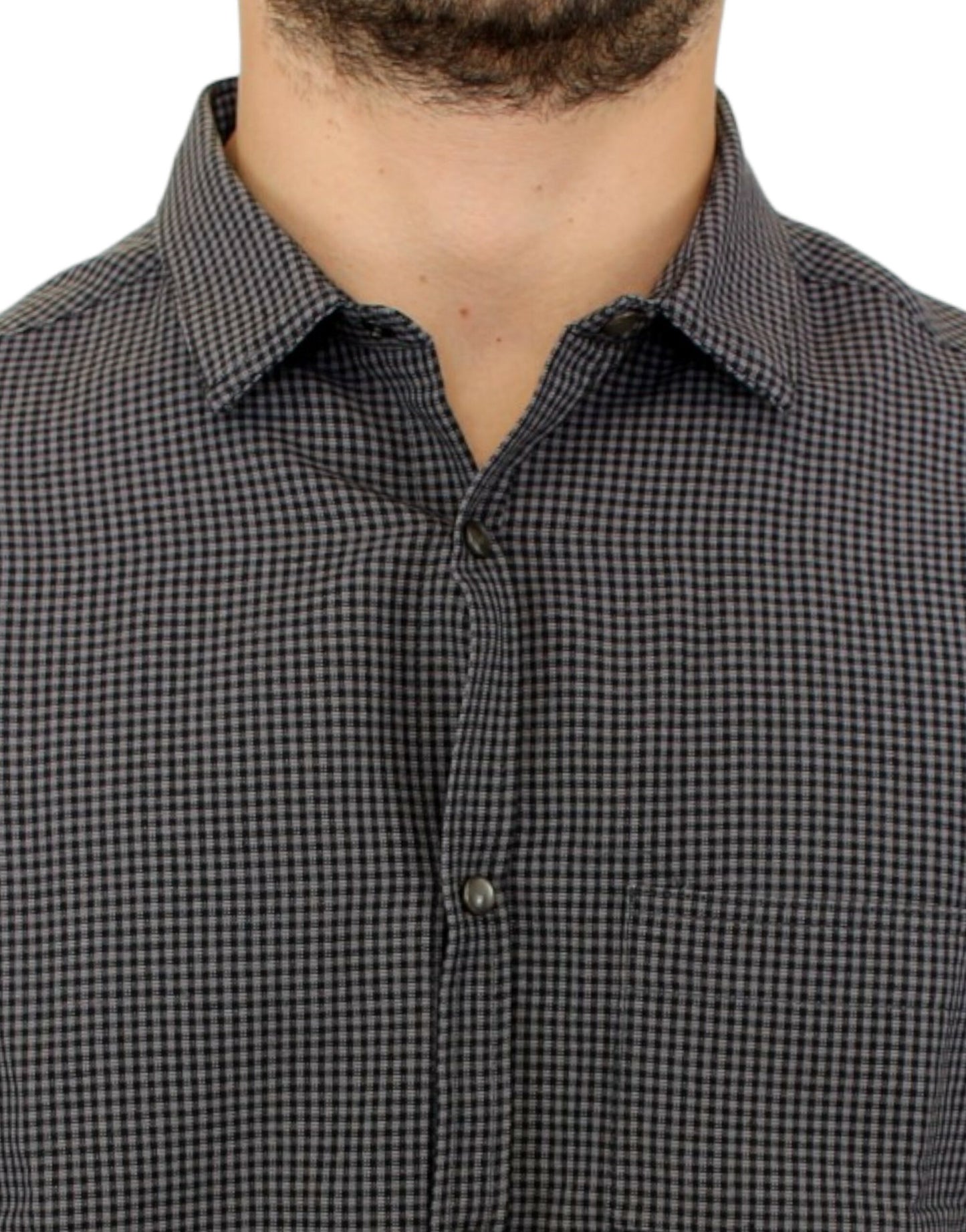 Costume National Chic Gray Checked Casual Linen Blend Shirt with Button-Up Front