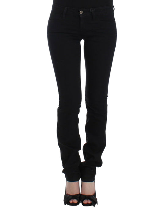 Elegant black straight leg jeans from Costume National, front view