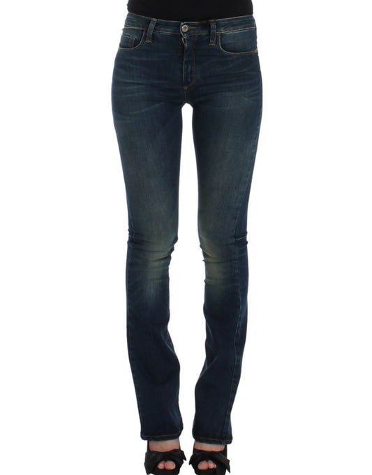 Chic blue straight leg jeans with logo details and original tags