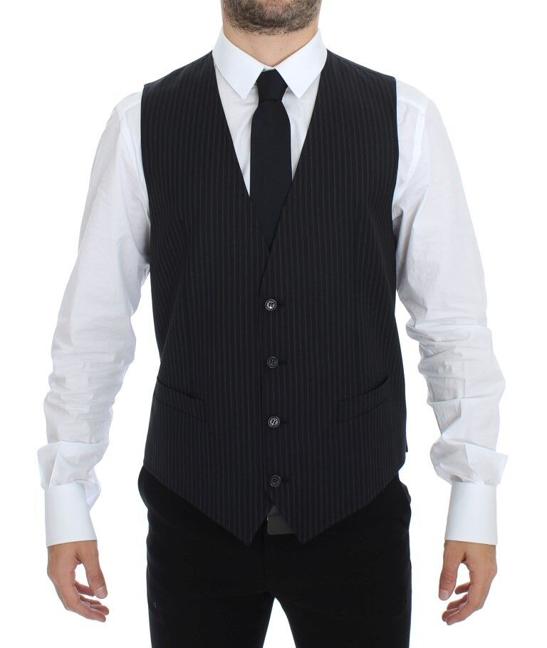 Luxurious Dolce & Gabbana Dress Vest in Gray Wool Elastane 