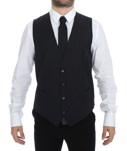 Luxurious Dolce & Gabbana Dress Vest in Gray Wool Elastane 