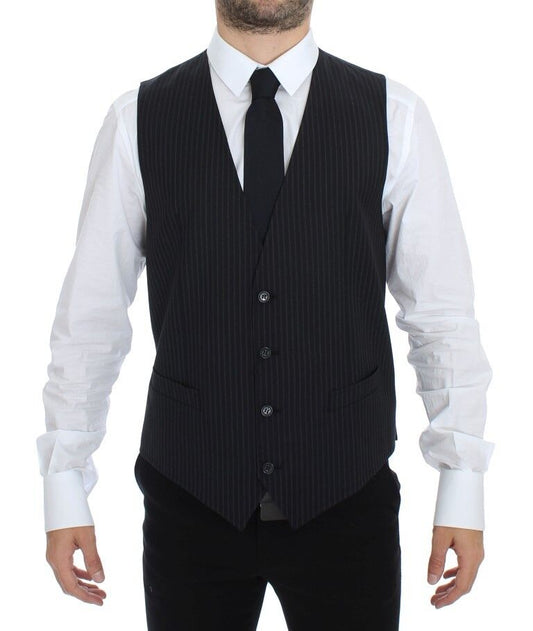 Luxurious Dolce & Gabbana Dress Vest in Gray Wool Elastane 