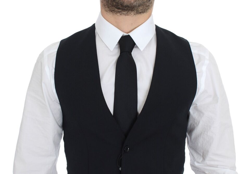 Dolce & Gabbana Elegant Blue Wool Dress Vest made with 100% wool from the MainLine collection
