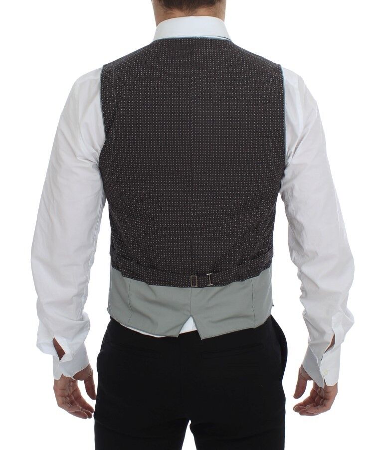 Adjustable back strap for a perfect and comfortable fit on Dolce & Gabbana Elegant Gray Cotton Dress Vest