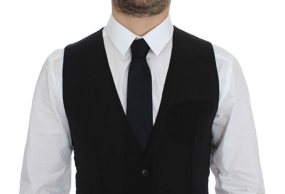 Elegant black wool dress vest from the MainLine Dolce & Gabbana collection