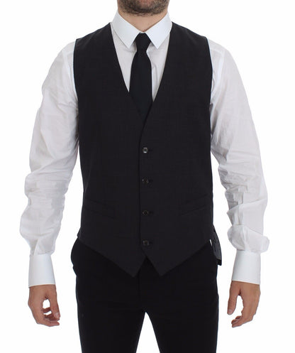 Luxurious slim fit gray dress vest with front button closure