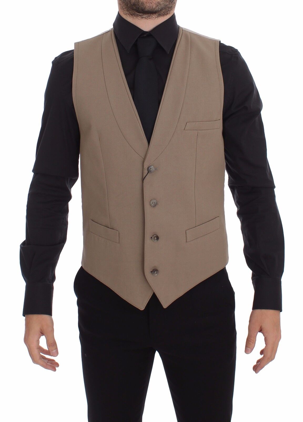 Dolce & Gabbana Elegant Beige Cotton Dress Vest – Slim Fit 