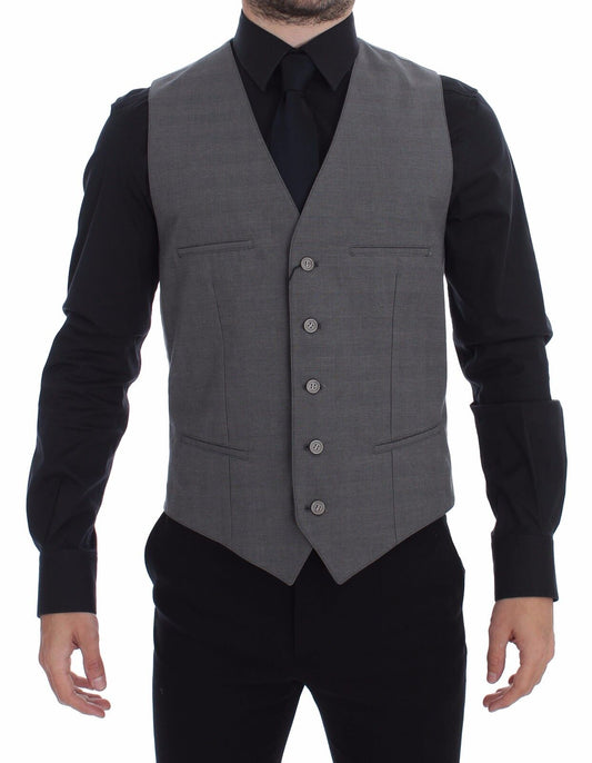 Dolce & Gabbana Gray Dress Vest with slim fitting silhouette and adjustable back strap