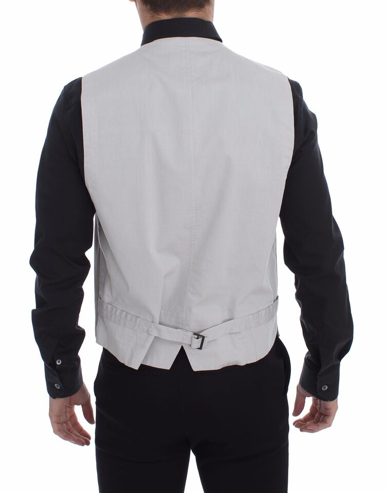 Beige Single breasted vest with Italian craftsmanship and logo details