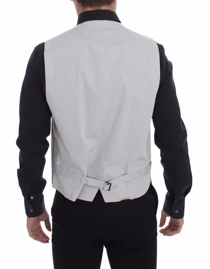 Beige Single breasted vest with Italian craftsmanship and logo details