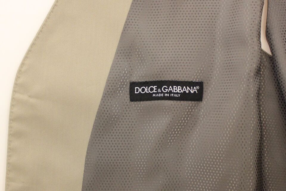 Dolce & Gabbana Elegant Beige Cotton Dress Vest in pristine beige color exuding sophistication