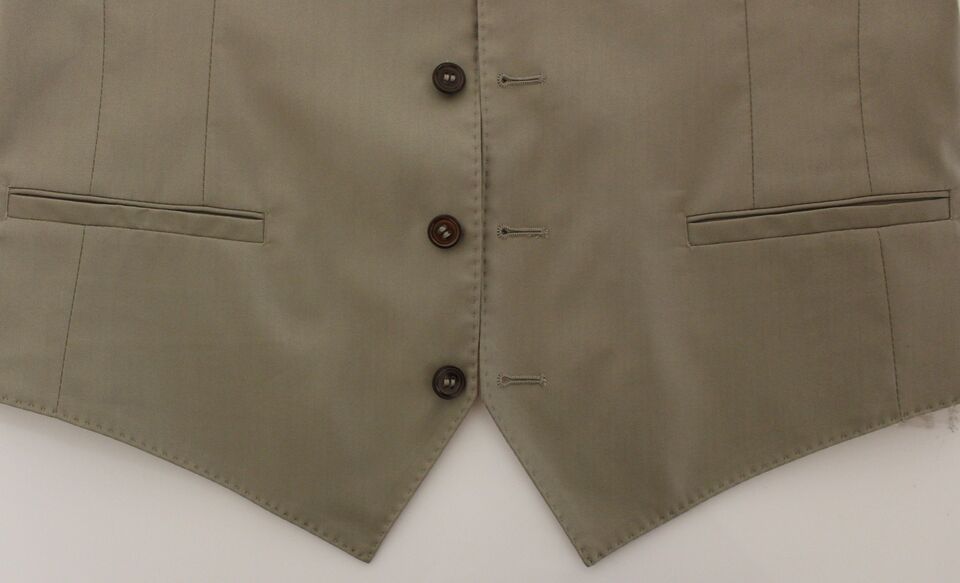 Dolce & Gabbana Elegant Beige Cotton Dress Vest authentic and crafted from 100% premium cotton